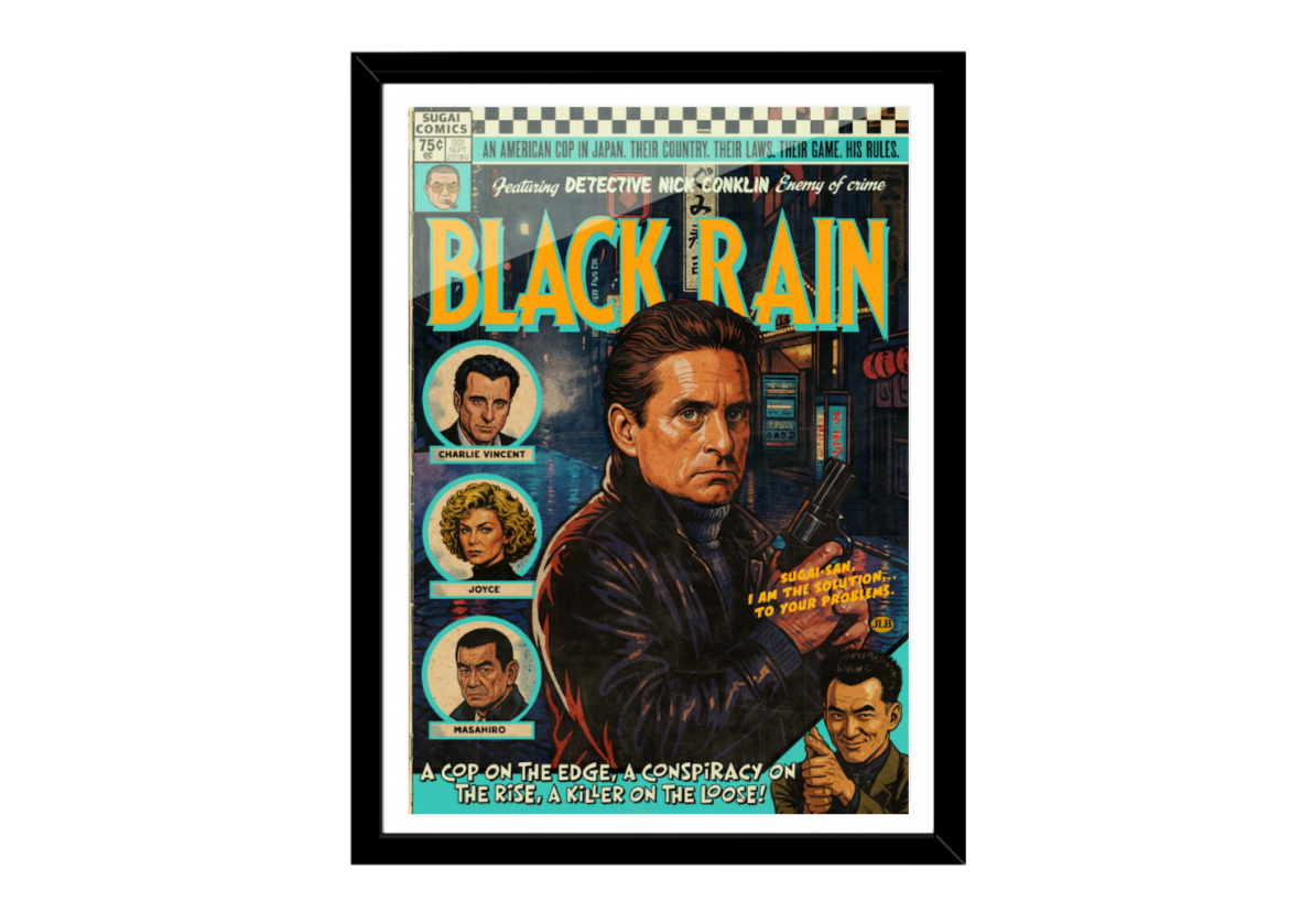 Black Rain comic book style poster, US and UK shipping