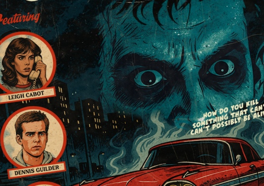 Vintage comic-style print of red Plymouth Fury from Christine