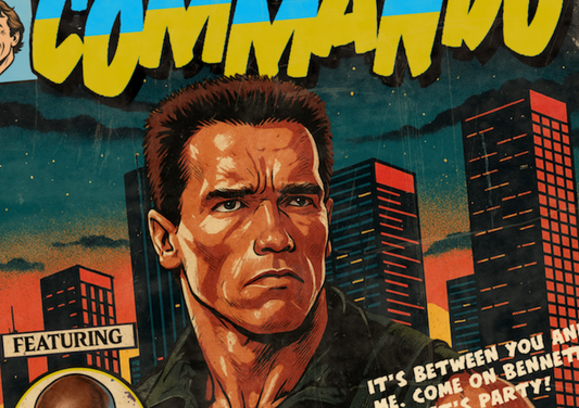 Close-up of halftone and distressed comic texture on Commando art print