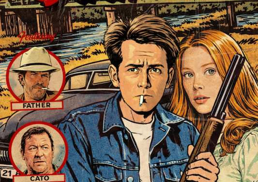 Close-up of halftone texture and distressed comic detail on Badlands art print