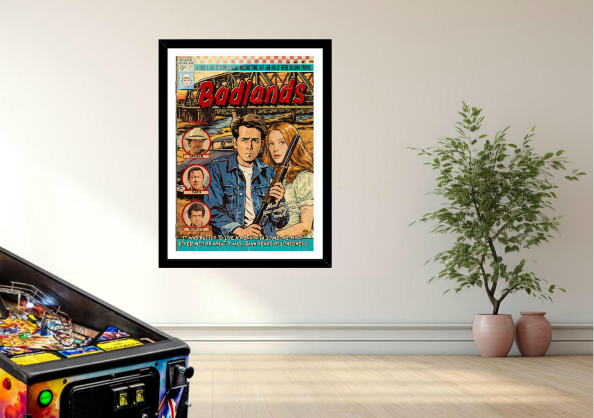 Badlands vintage comic art print styled with retro decor