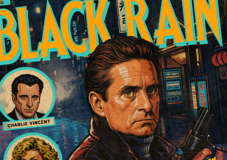 Cult 80s movie wall art in retro distressed comic cover design