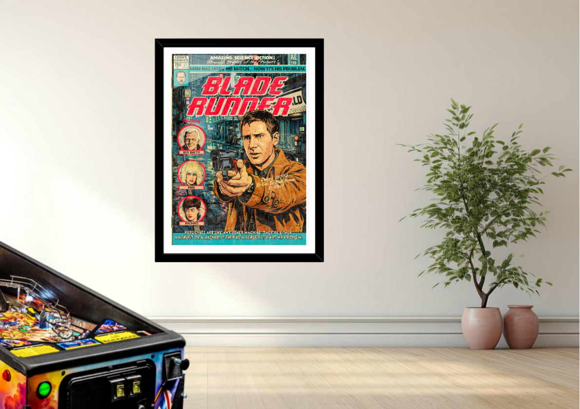 Blade Runner vintage comic art print styled with retro decor