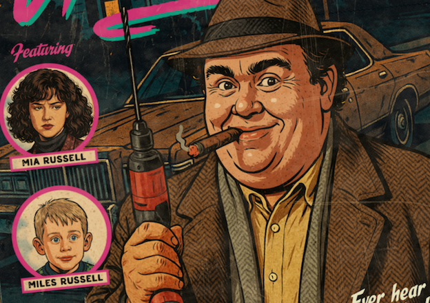 Close-up of halftone texture on Uncle Buck retro comic art print