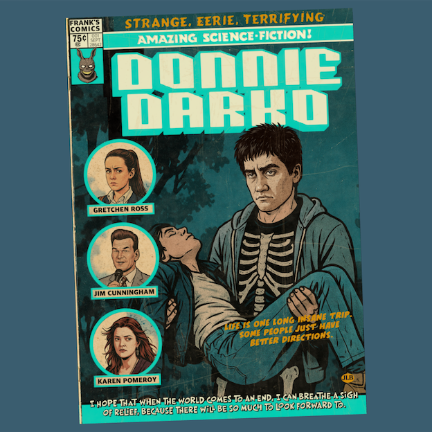 Donnie Dark comic book style poster print inspired by 2001 cult film