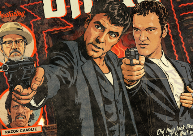 Close-up of halftone texture and distressed comic detail on From Dusk Till Dawn art print