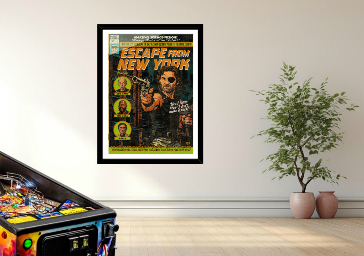 Escape From New York vintage comic art print styled with retro decor