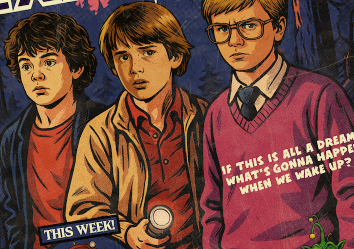 Close-up of halftone texture and distressed comic detail on Explorers art print