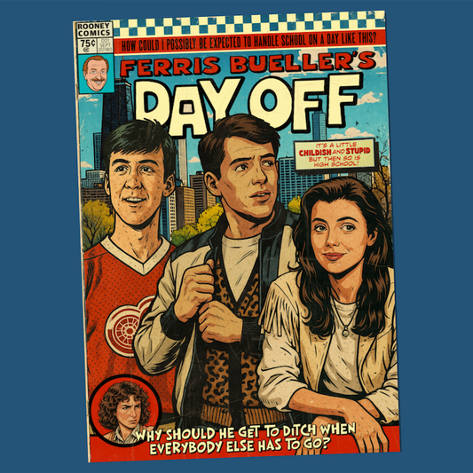 Ferris Bueller’s Day Off comic book style poster print inspired by 1986 film