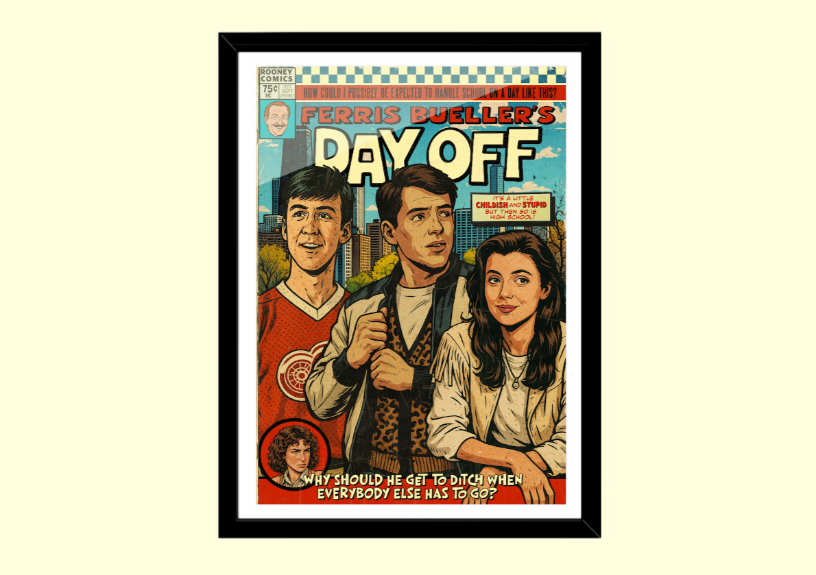 Unique retro comedy poster print gift for 80s movie fans