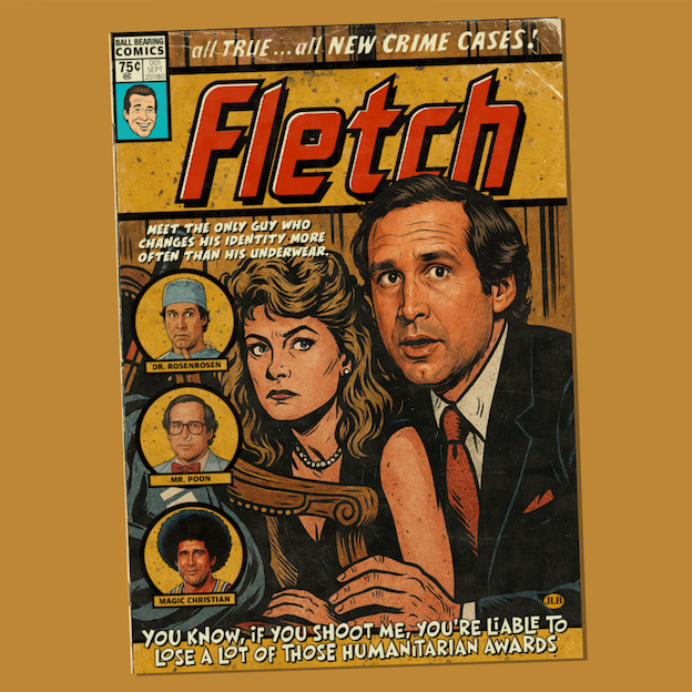 Fletch movie poster print in retro comic book cover style wall art