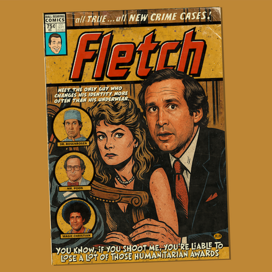 Fletch movie poster print in retro comic book cover style wall art