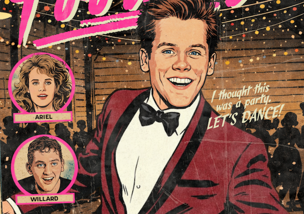 Close-up of halftone texture and distressed comic detail on Footloose art print