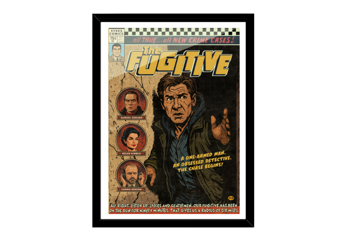 Unique retro movie thriller poster print gift for 90s cinema fans