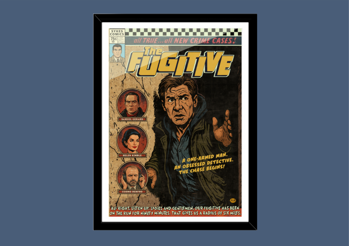 Cult 90s action thriller movie poster print in distressed vintage style
