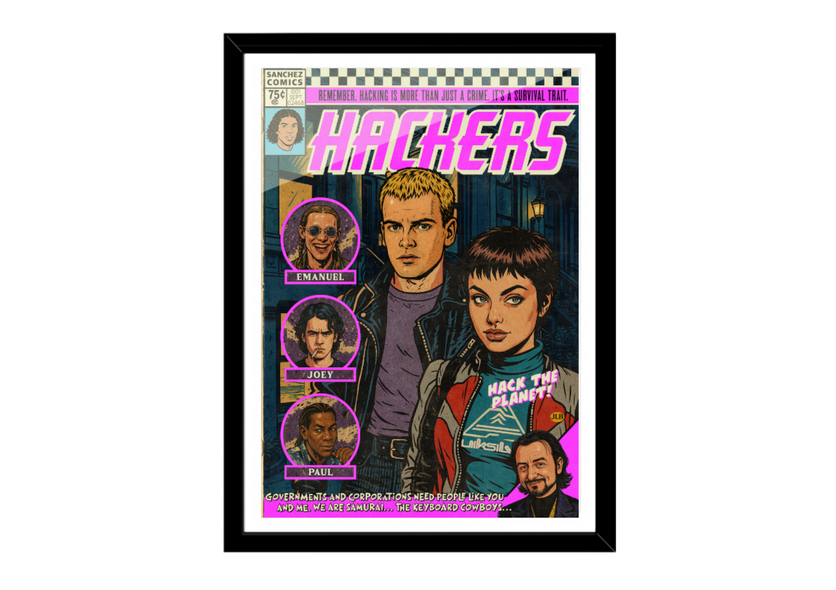 Unique retro cyberpunk poster print gift for 90s cinema fans