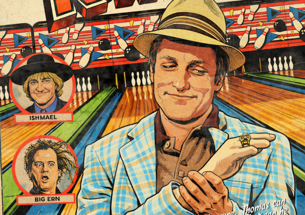Close-up of distressed comic halftone detail on Kingpin art print