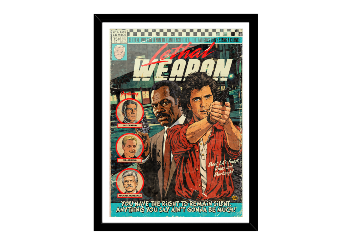 Lethal Weapon – Vintage Comic–Style Art Print | 80s Cult Action Tribute