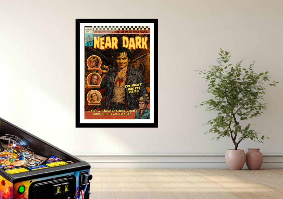 Near Dark vintage comic art print styled with retro decor