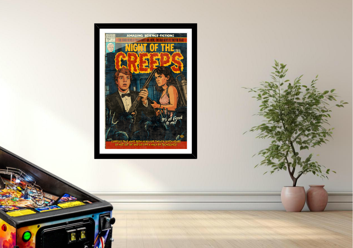 Night of the Creeps vintage comic art print styled with retro decor
