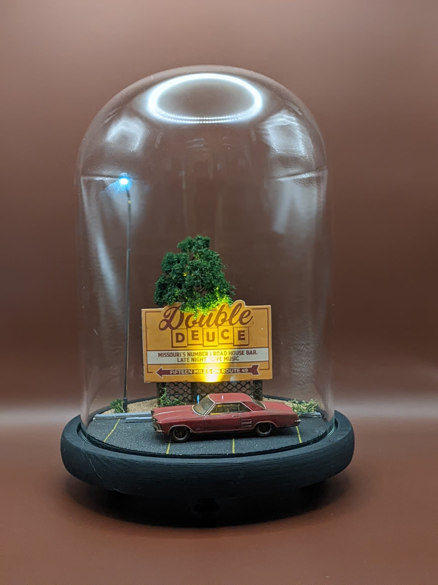 Unique handmade film-themed light creating cinematic ambient glow.