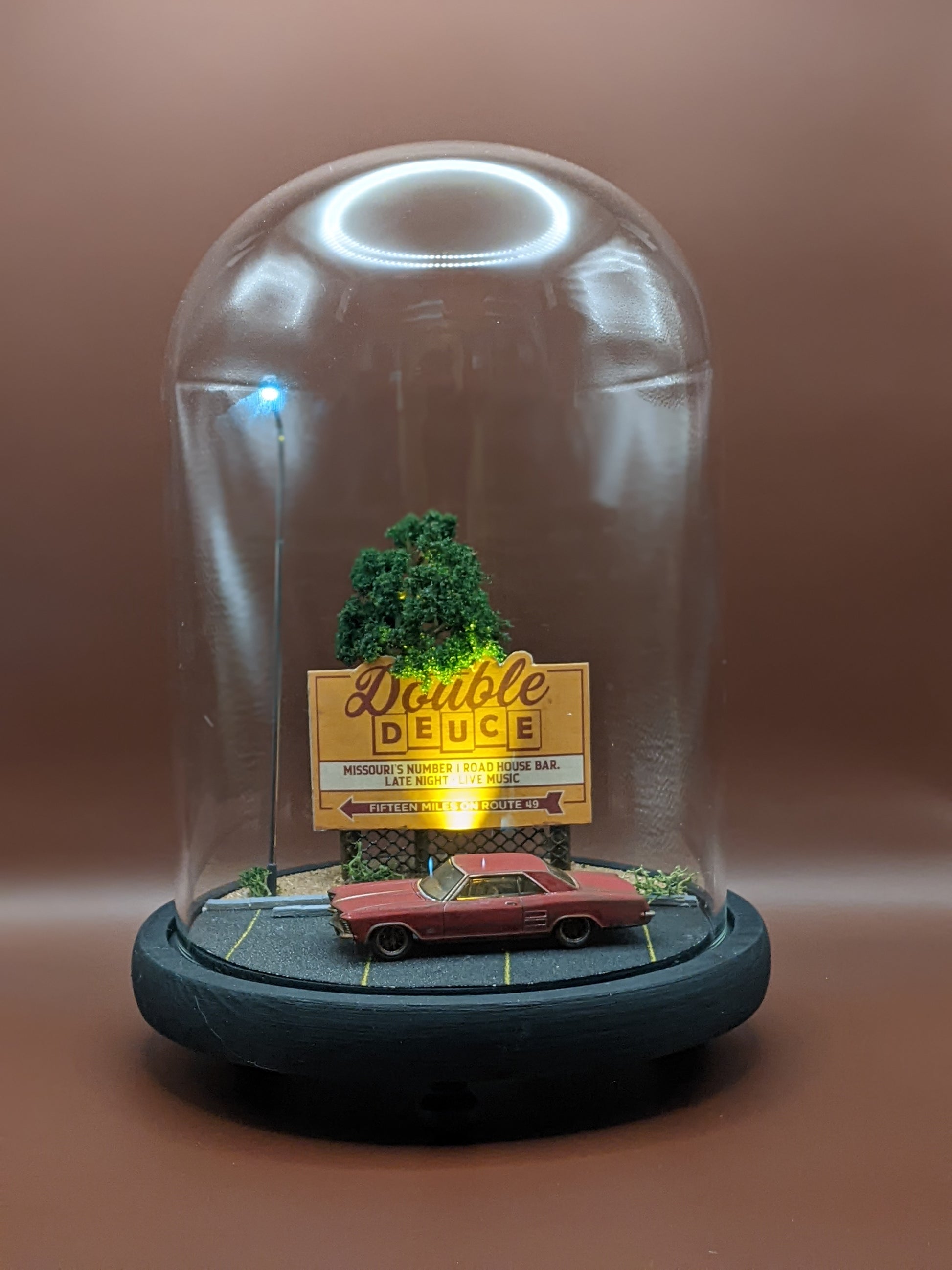 Unique handmade film-themed light creating cinematic ambient glow.