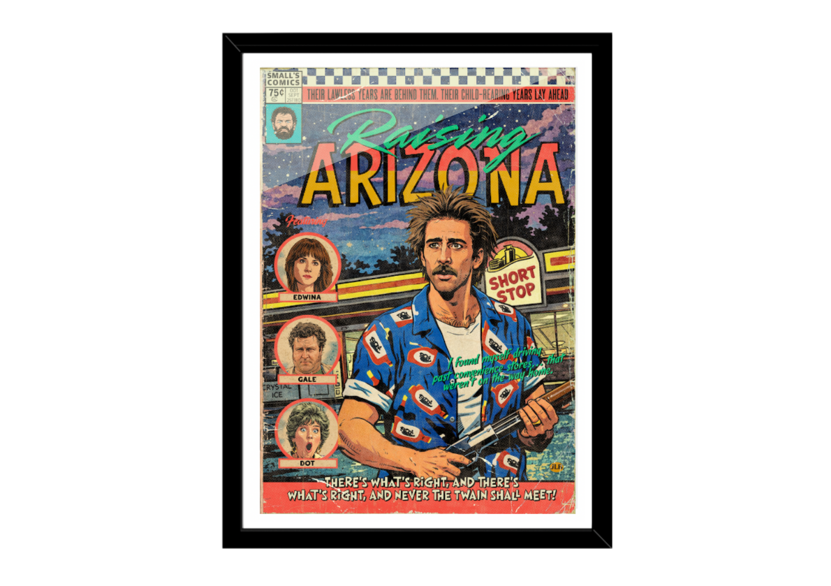 Raising Arizona – Vintage Comic–Style Art Print | 80s Cult Comedy Tribute