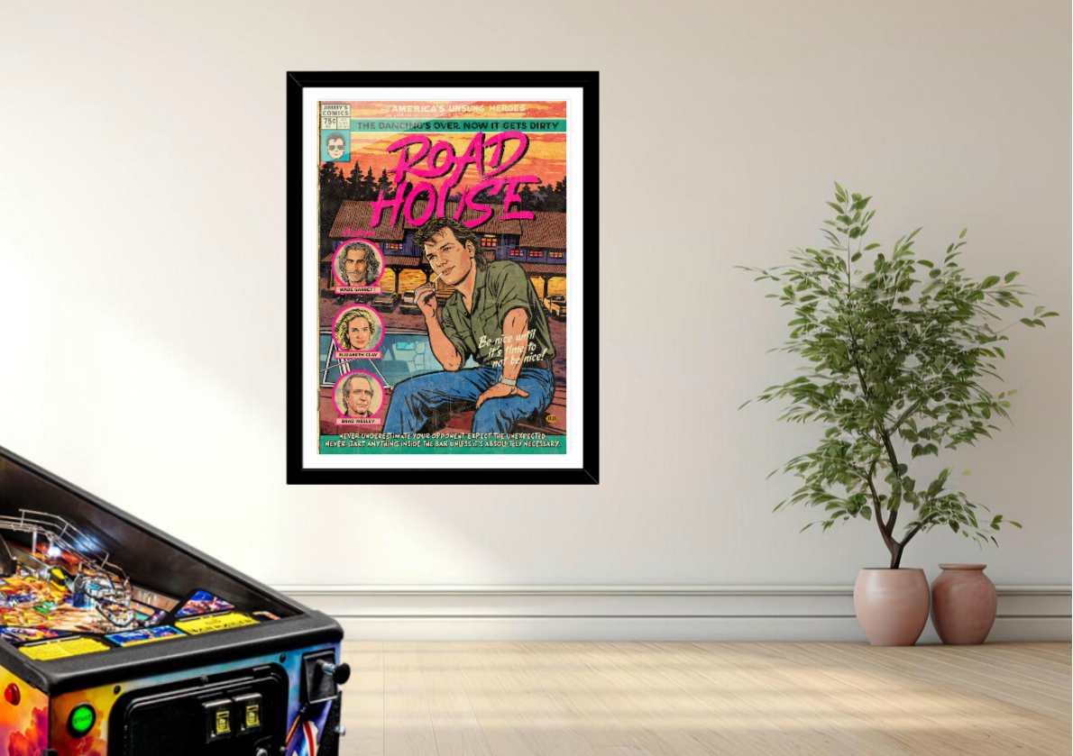 Road House vintage comic art print styled with retro decor