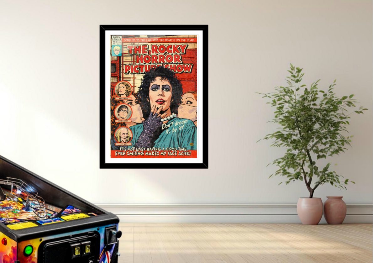 Framed Rocky Horror comic-style art print