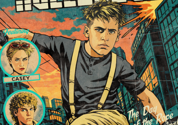 Close-up of halftone texture and distressed comic detail on Prayer of the Rollerboys art print