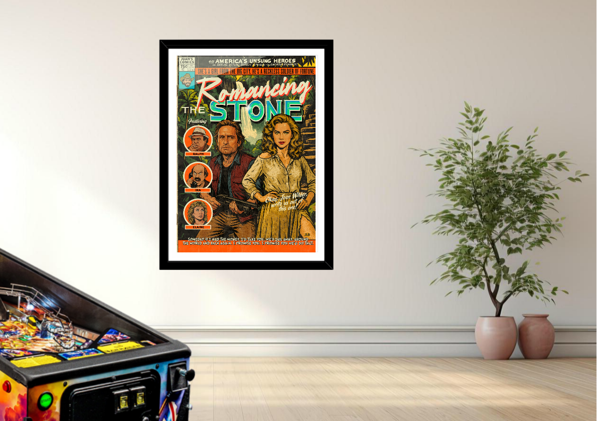 omancing the Stone vintage comic art print styled with retro decor