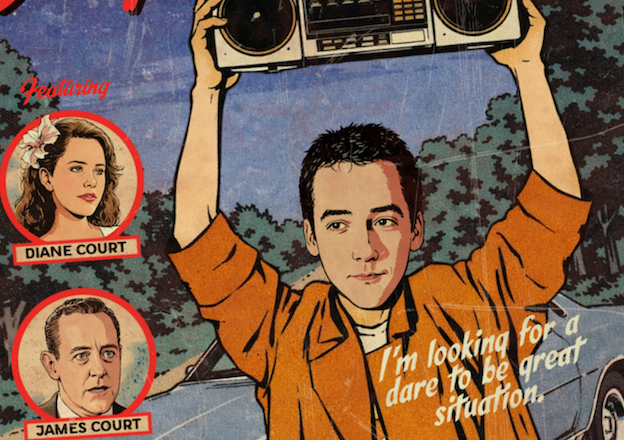 Close-up of halftone texture and distressed comic detail on Say Anything art print