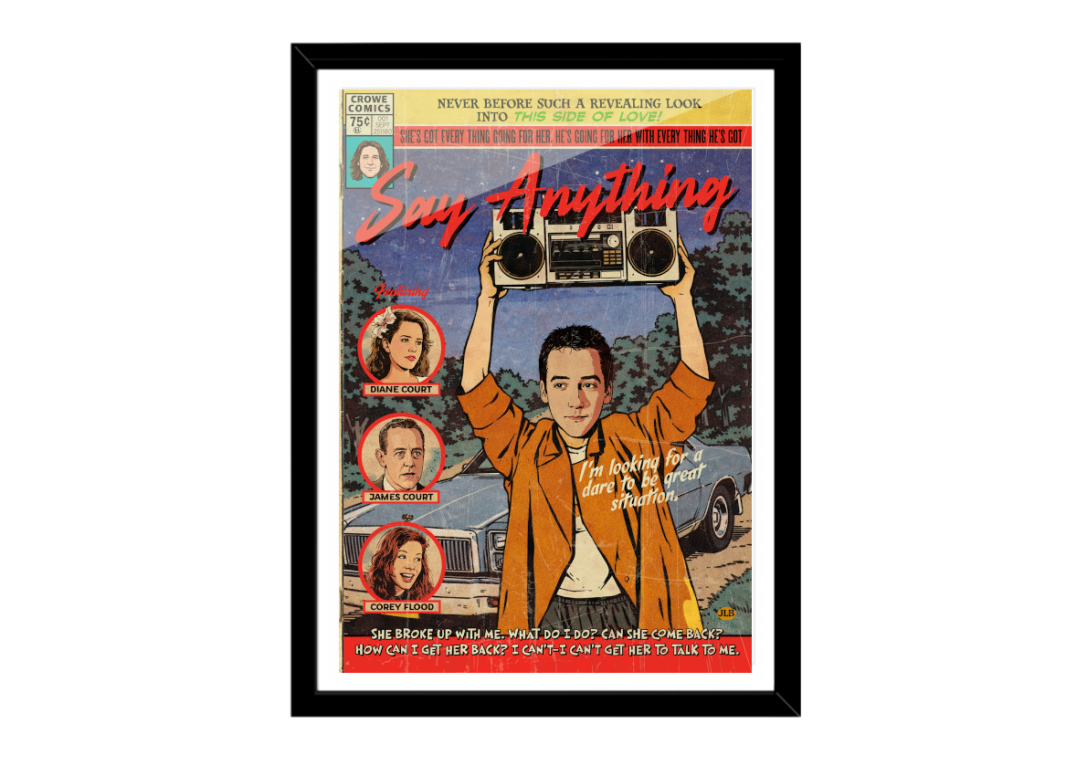 Say Anything retro comic cover–style art print with romantic 80s aesthetic