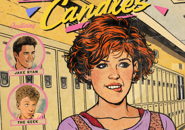 Close-up of halftone texture and distressed comic detail on Sixteen Candles art print