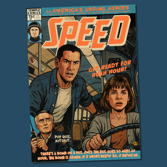 Speed Comic book style poster print inspired by 1994 action movie