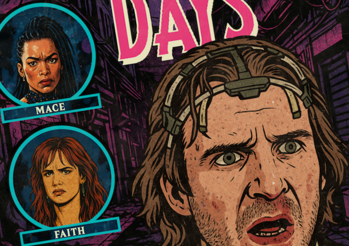 Retro comic cover wall art of Kathryn Bigelow's cult classic Strange Days