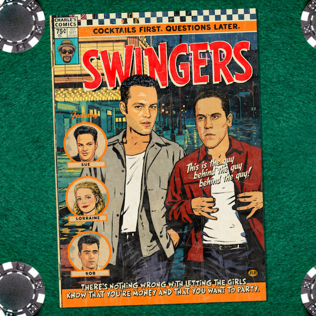 Vintage comic–style Swingers art print inspired by 90s indie comedy cinema