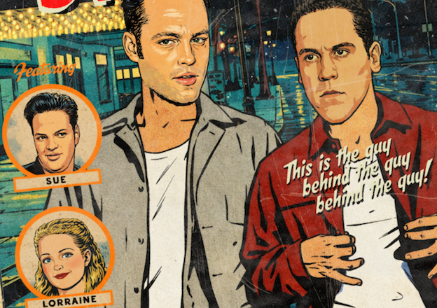 Close-up of halftone texture and distressed comic detail on Swingers art print