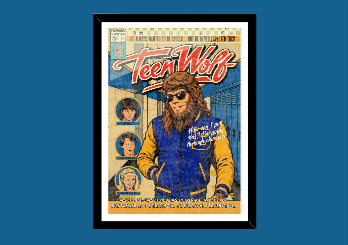 Teen Wolf – Vintage Comic–Style Art Print | 80s Cult Comedy Tribute
