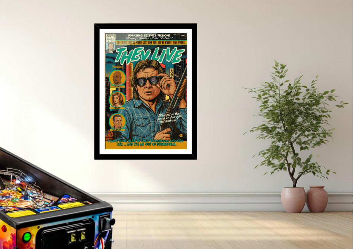 They Live vintage comic art print styled with retro decor
