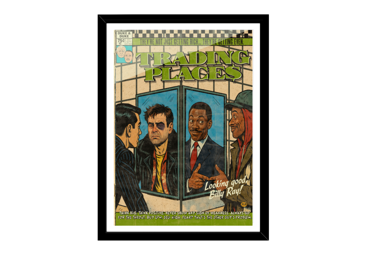 Trading Places – Vintage Comic–Style Art Print | 80s Cult Comedy Tribute