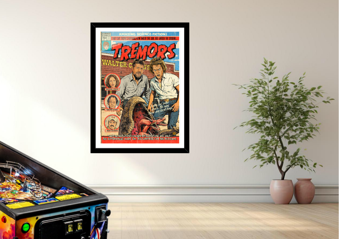 Tremors cult horror wall art styled in home cinema setting