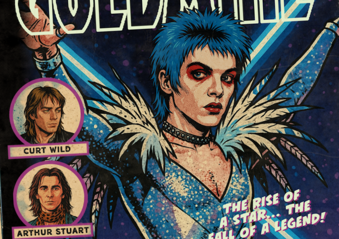 Retro comic cover design wall art featuring Velvet Goldmine