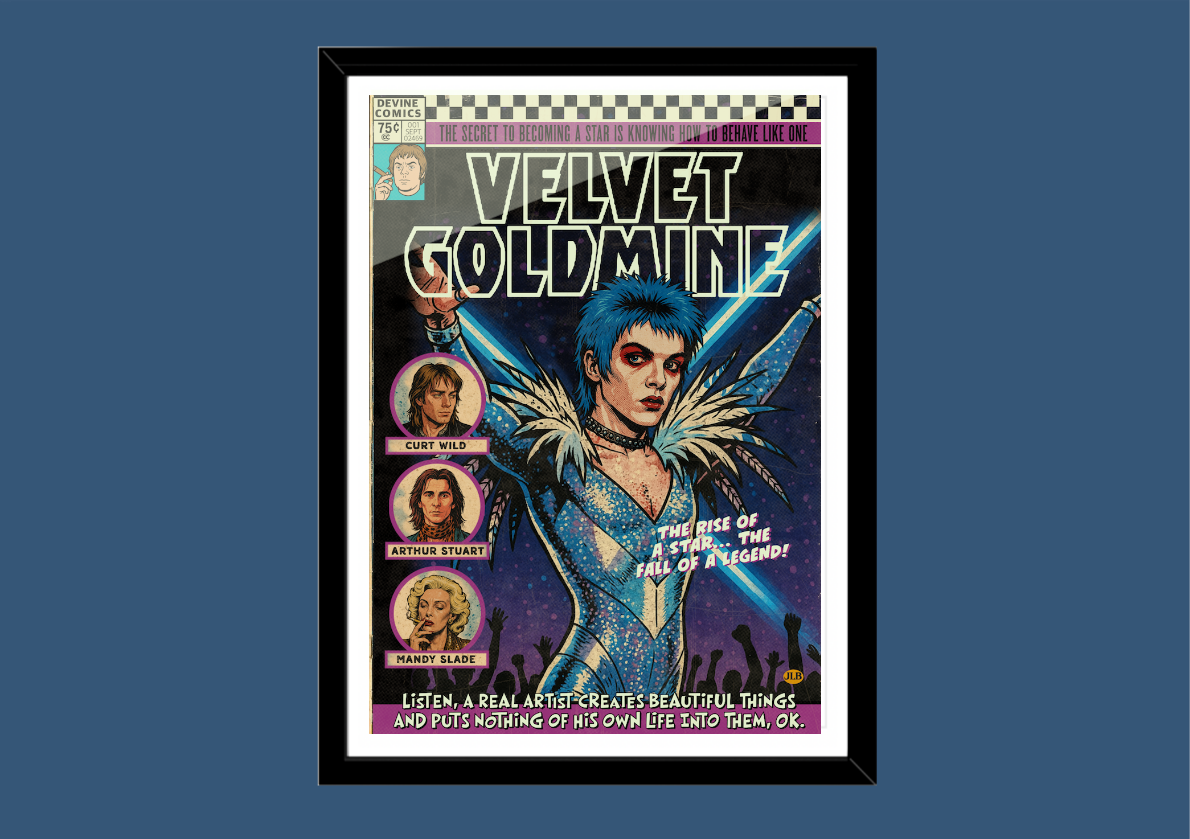 Cult movie film poster print in distressed vintage comic style