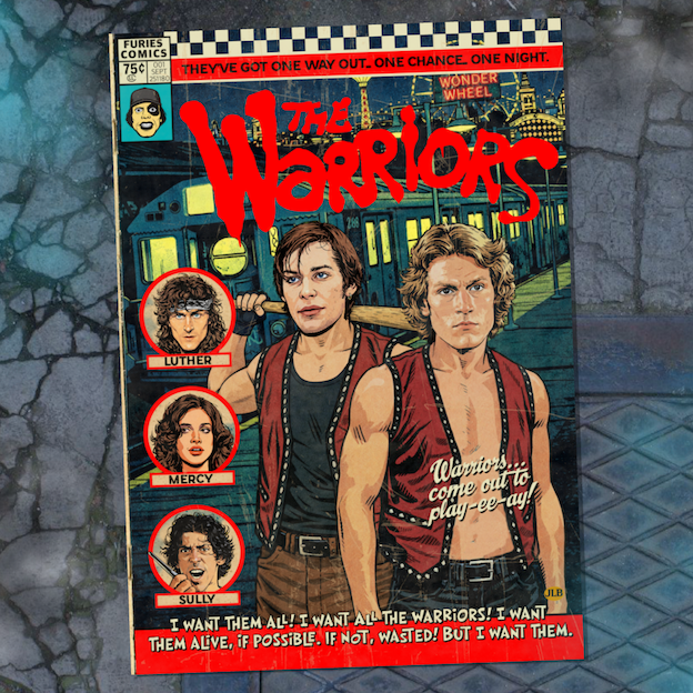 Vintage comic–style The Warriors art print inspired by cult 70s action cinema