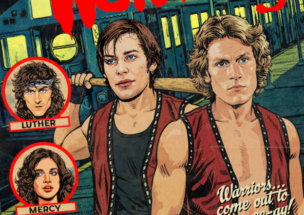 Close-up of halftone texture and distressed comic detail on The Warriors art print