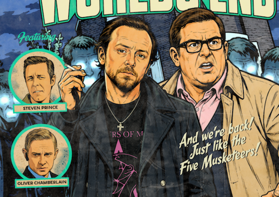 Close-up of halftone texture on The World's End comic-style poster