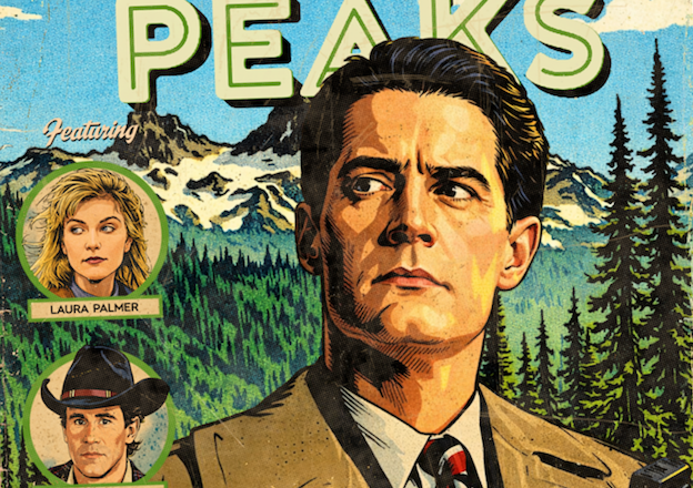 Close-up of halftone texture and distressed comic detail on Twin Peaks art print